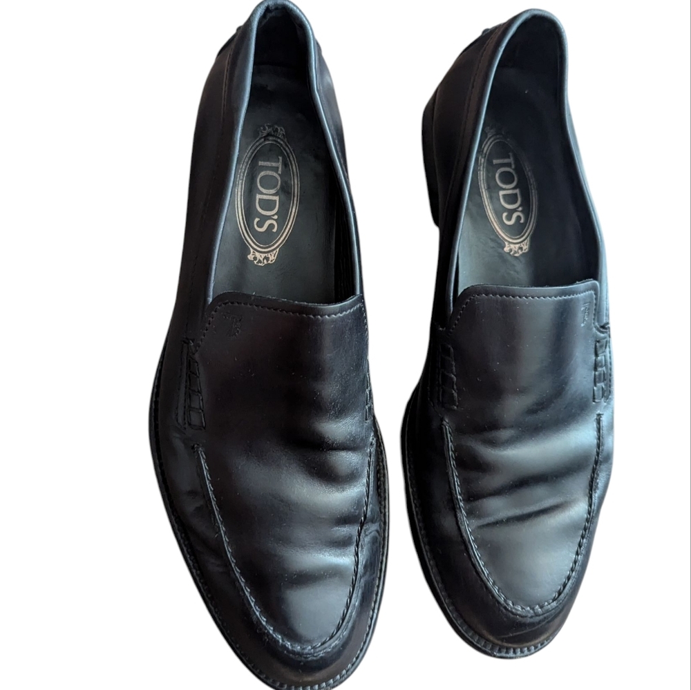 Tod's Classic Black Leather Slip-On Loafers